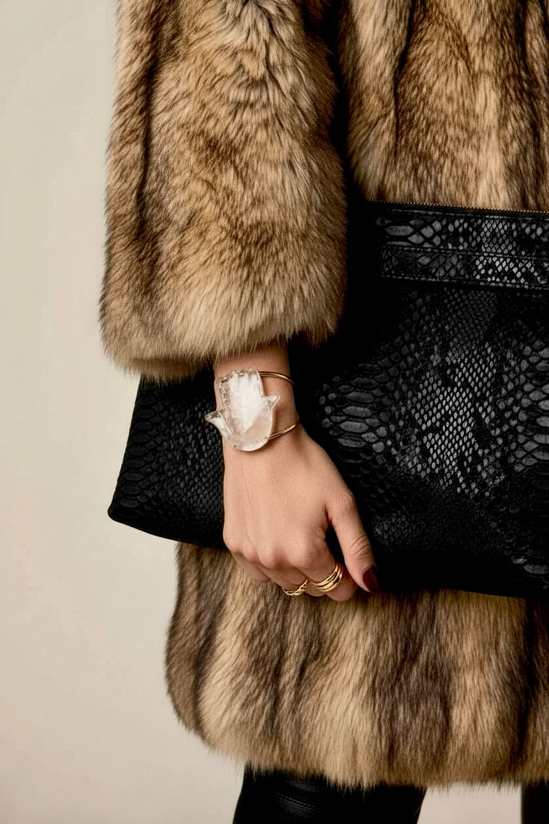 LUCKY HAMSA CLEAR QUARTZ BRACELET