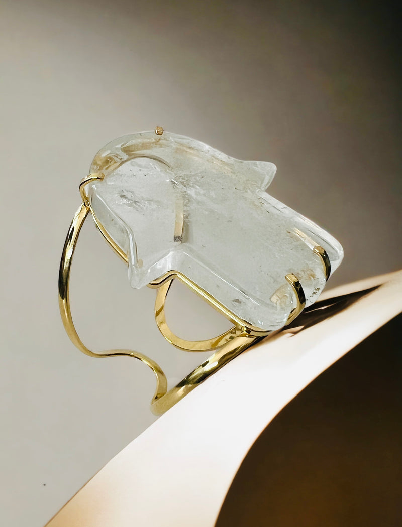 LUCKY HAMSA CLEAR QUARTZ BRACELET