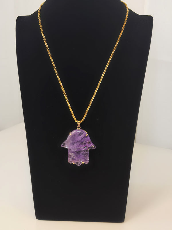 AMETHYST HAMSA NECKLACE