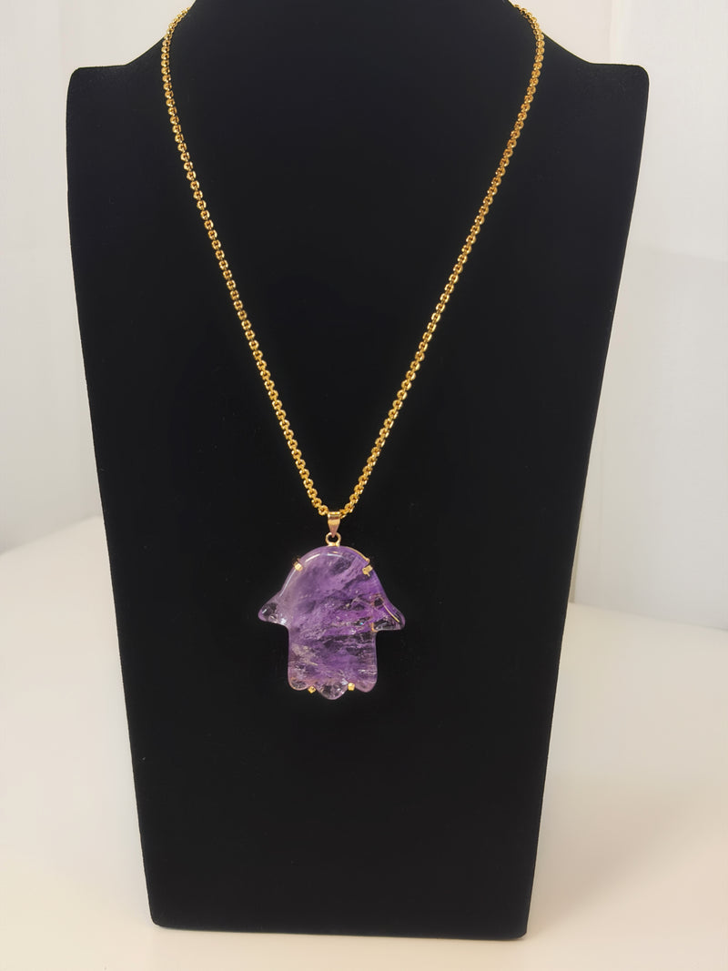 AMETHYST HAMSA NECKLACE