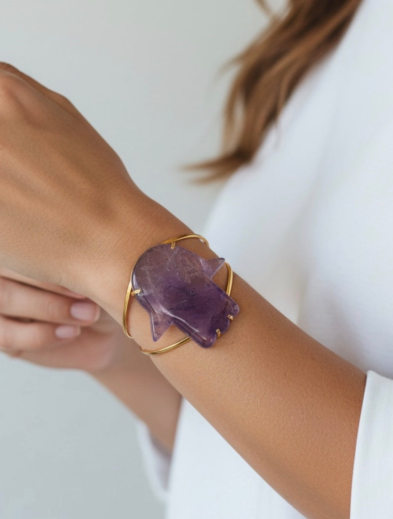 Amethyst Lucky Hamsa Bracelet