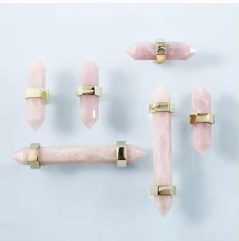 Natural Crystal Gemstone Handle -Gold