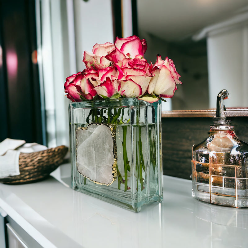 Rose Quartz Glass Vase