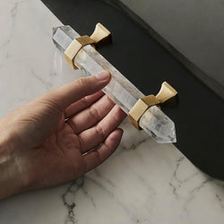 Natural Crystal Gemstone Handle -Gold