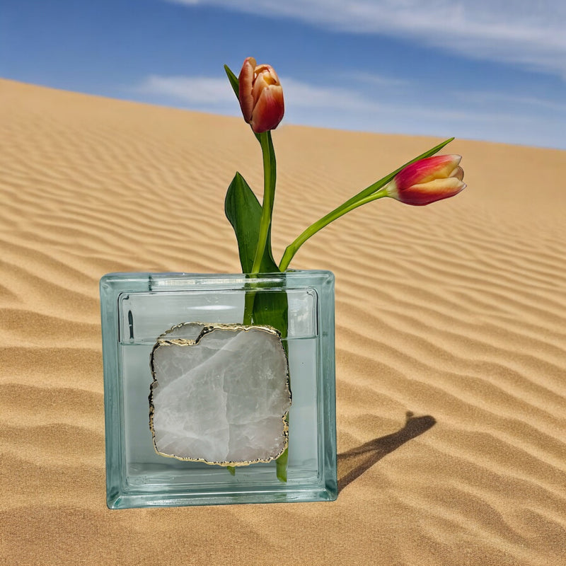 Rose Quartz Glass Vase