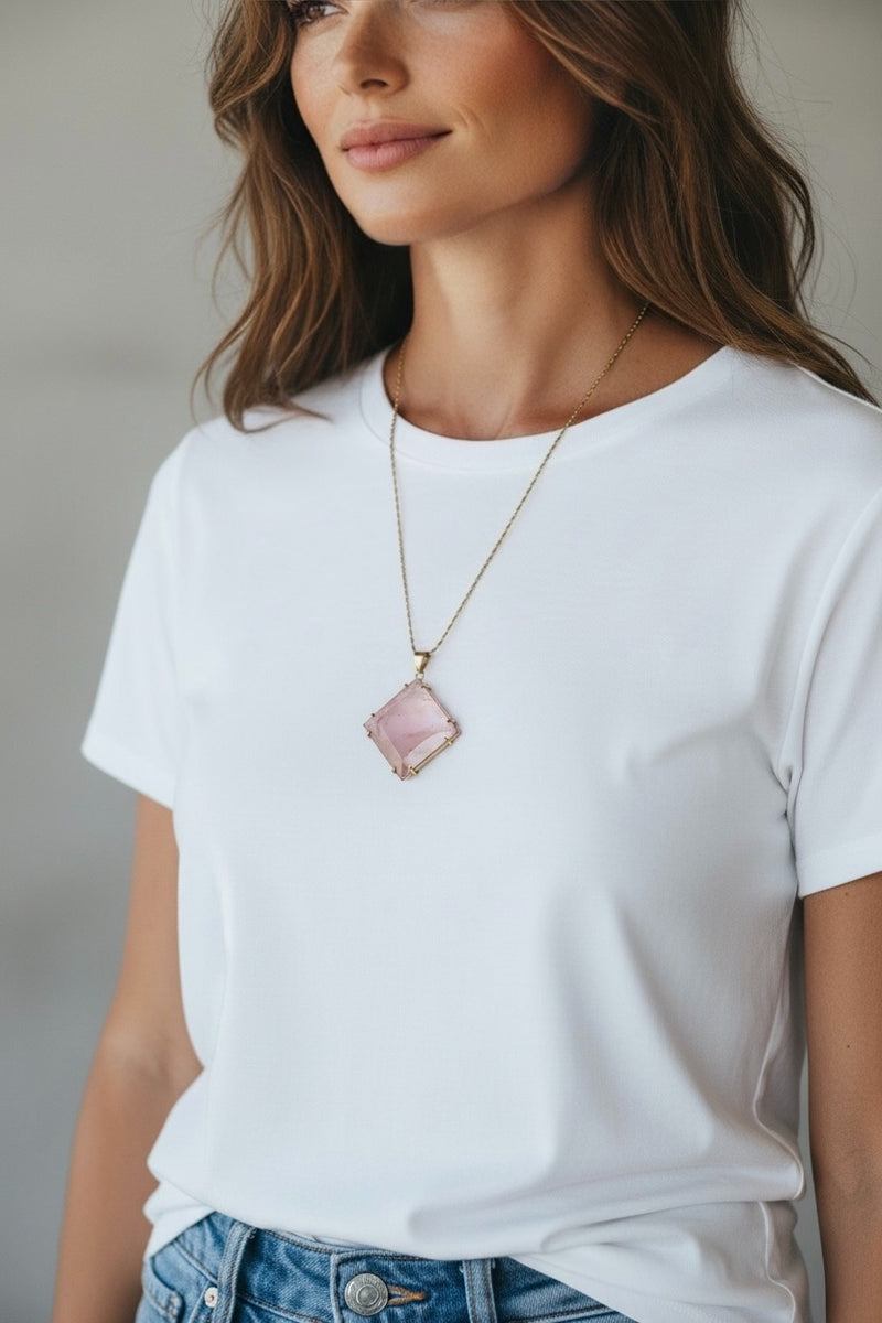 ROSE QUARTZ PYRAMID NECKLACE