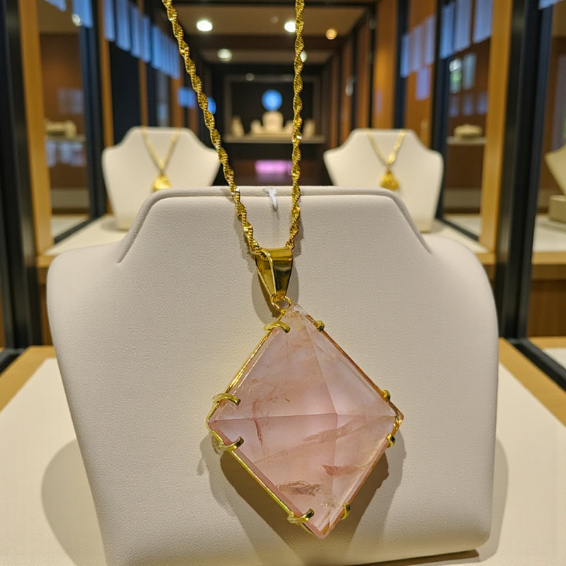 ROSE QUARTZ PYRAMID NECKLACE